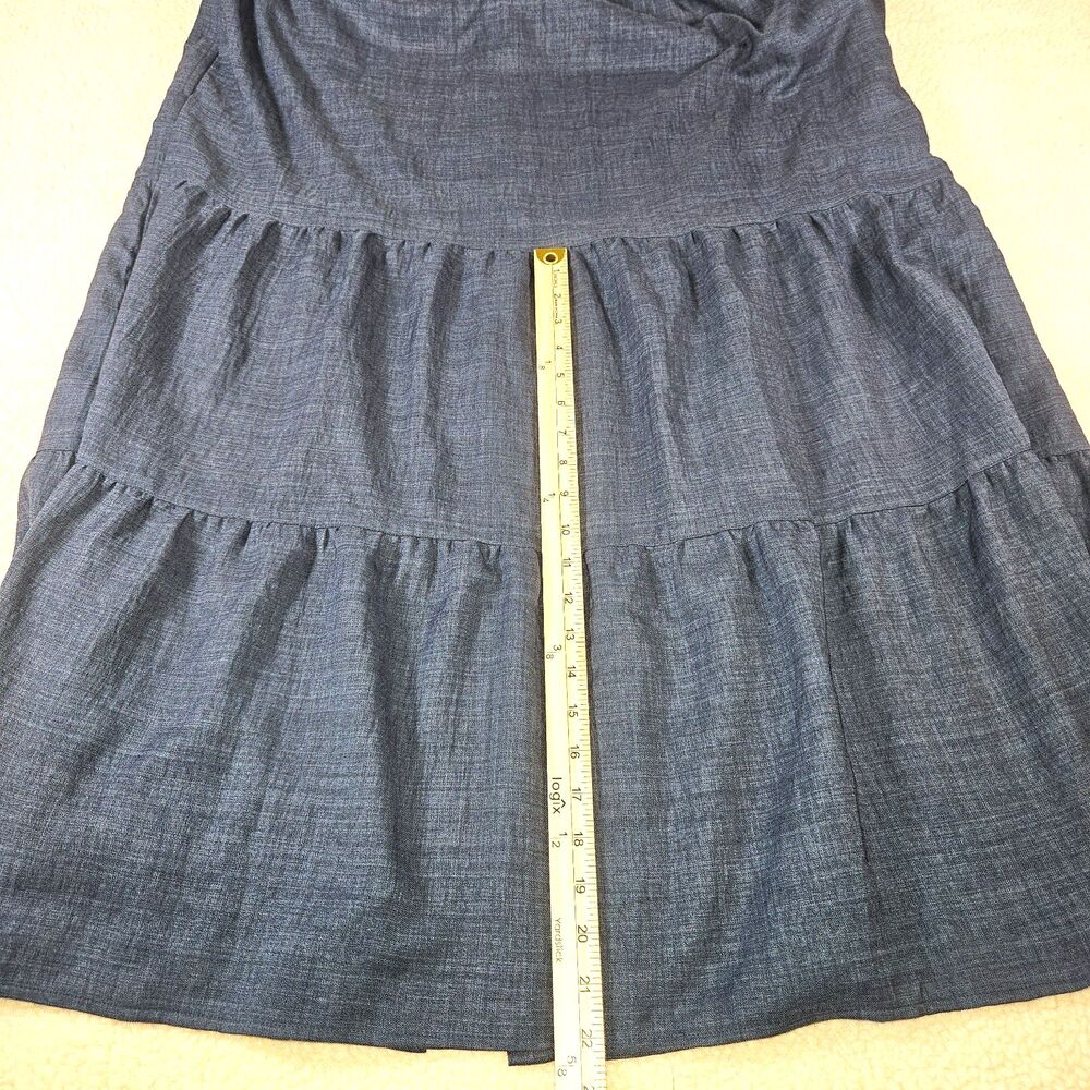 Max Studio London Dress Womens M Blue Tiered Dress Button Front - Picture 11 of 11